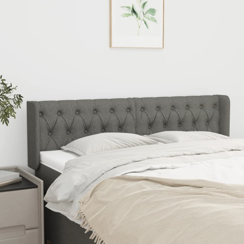 vidaXL Kopfteil mit Ohren Dunkelgrau 147x16x78/88 cm Stoff vidaXL Kopfteil mit Ohren Dunkelgrau 147x16x78/88 cm Stoff