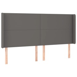 vidaXL Kopfteil mit Ohren Grau 203x16x118/128 cm Kunstleder