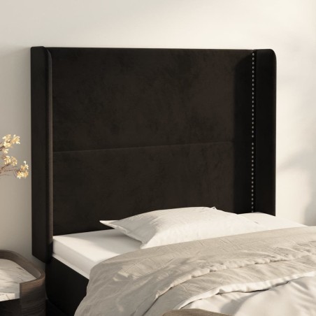 vidaXL Kopfteil mit Ohren Schwarz 93x16x118/128 cm Samt