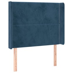 vidaXL Kopfteil mit Ohren Dunkelblau 103x16x118/128 cm Samt