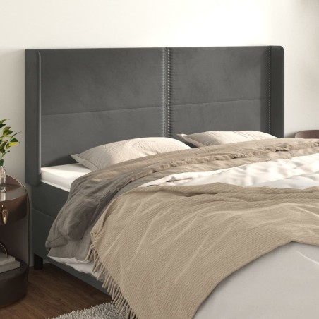 vidaXL Kopfteil mit Ohren Dunkelgrau 183x16x118/128 cm Samt
