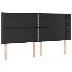 vidaXL Kopfteil mit Ohren Schwarz 163x16x118/128 cm Kunstleder