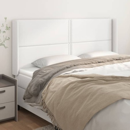 vidaXL Kopfteil mit Ohren Weiß 183x16x118/128 cm Kunstleder
