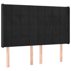 vidaXL Kopfteil mit Ohren Schwarz 147x16x118/128 cm Samt