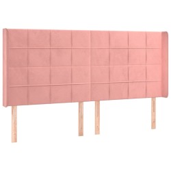 vidaXL Kopfteil mit Ohren Rosa 163x16x118/128 cm Samt