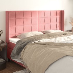 vidaXL Kopfteil mit Ohren Rosa 183x16x118/128 cm Samt