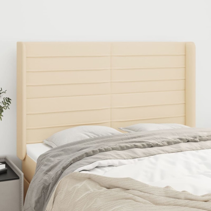 vidaXL Kopfteil mit Ohren Creme 147x16x118/128 cm Stoff vidaXL Kopfteil mit Ohren Creme 147x16x118/128 cm Stoff