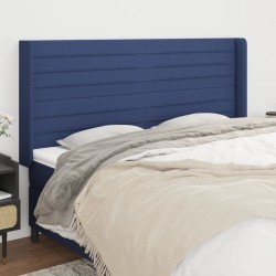 vidaXL Kopfteil mit Ohren Blau 183x16x118/128 cm Stoff