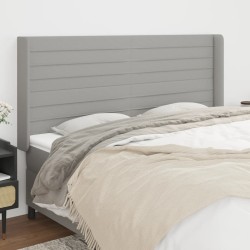 vidaXL Kopfteil mit Ohren Hellgrau 203x16x118/128 cm Stoff