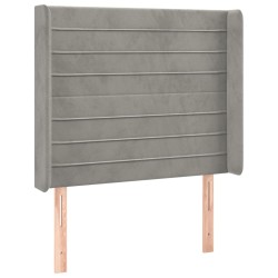 vidaXL Kopfteil mit Ohren Hellgrau 93x16x118/128 cm Samt