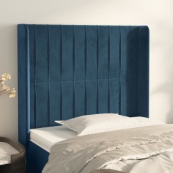 vidaXL Kopfteil mit Ohren Dunkelblau 83x16x118/128 cm Samt