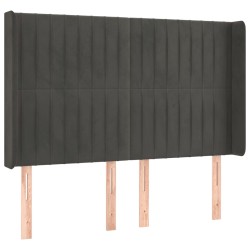 vidaXL Kopfteil mit Ohren Dunkelgrau 147x16x118/128 cm Samt