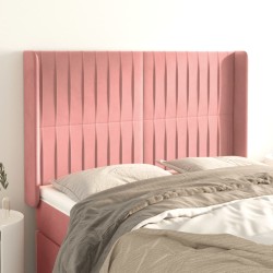 vidaXL Kopfteil mit Ohren Rosa 147x16x118/128 cm Samt
