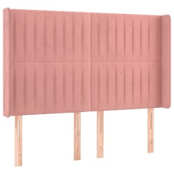 vidaXL Kopfteil mit Ohren Rosa 147x16x118/128 cm Samt