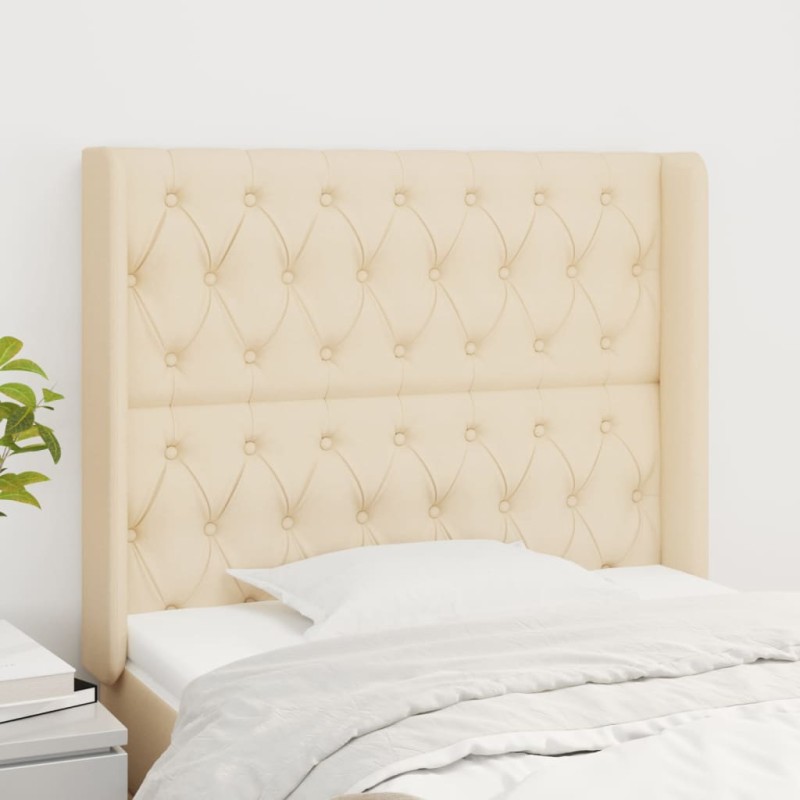 vidaXL Kopfteil mit Ohren Creme 93x16x118/128 cm Stoff vidaXL Kopfteil mit Ohren Creme 93x16x118/128 cm Stoff