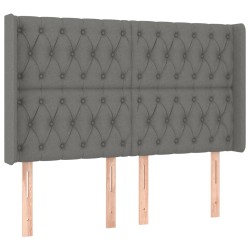 vidaXL Kopfteil mit Ohren Dunkelgrau 147x16x118/128 cm Stoff