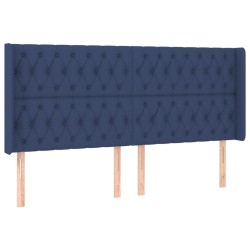 vidaXL Kopfteil mit Ohren Blau 183x16x118/128 cm Stoff