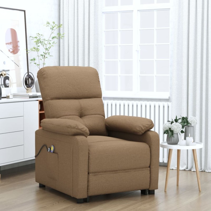 vidaXL Massagesessel mit Aufstehhilfe Braun Stoff vidaXL Massagesessel mit Aufstehhilfe Braun Stoff