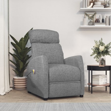 vidaXL Massagesessel mit Aufstehhilfe Hellgrau Stoff