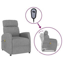 vidaXL Massagesessel mit Aufstehhilfe Hellgrau Stoff