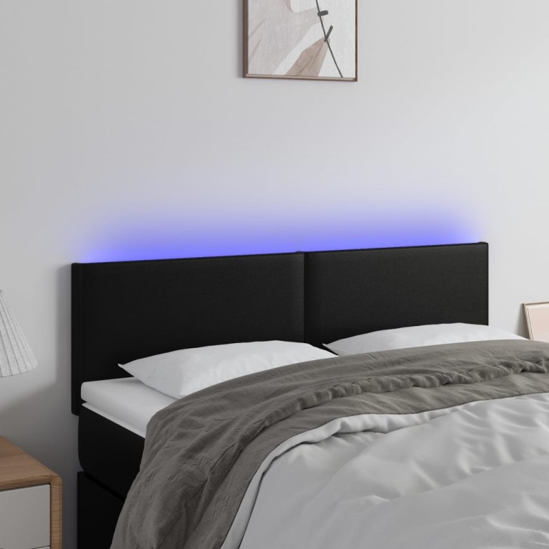 vidaXL LED Kopfteil Schwarz 144x5x78/88 cm Kunstleder vidaXL LED Kopfteil Schwarz 144x5x78/88 cm Kunstleder
