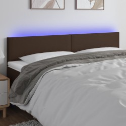 vidaXL LED Kopfteil Braun 200x5x78/88 cm Kunstleder