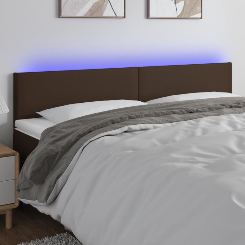 vidaXL LED Kopfteil Braun 200x5x78/88 cm Kunstleder