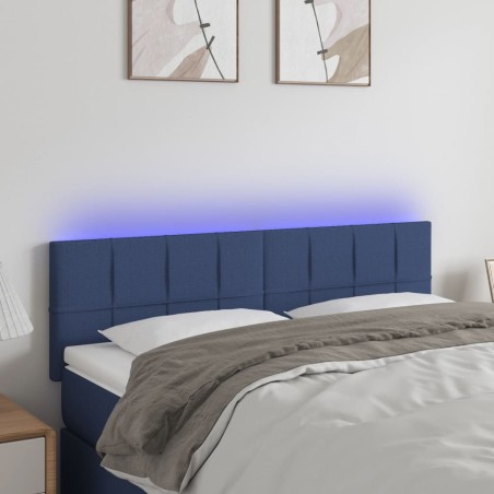 vidaXL LED Kopfteil Blau 144x5x78/88 cm Stoff