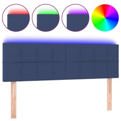 vidaXL LED Kopfteil Blau 144x5x78/88 cm Stoff