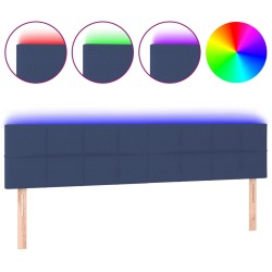 vidaXL LED Kopfteil Blau 200x5x78/88 cm Stoff