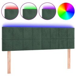 vidaXL LED Kopfteil Dunkelgrün 144x5x78/88 cm Samt