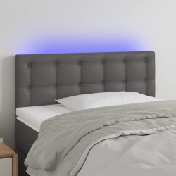 vidaXL LED Kopfteil Grau 90x5x78/88 cm Kunstleder