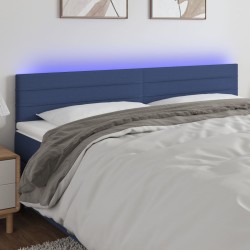 vidaXL LED Kopfteil Blau 160x5x78/88 cm Stoff