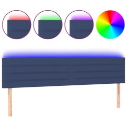 vidaXL LED Kopfteil Blau 160x5x78/88 cm Stoff