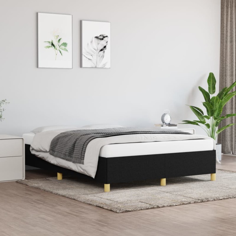 Bettgestell Schwarz 140x190 cm Stoff Bettgestell Schwarz 140x190 cm Stoff