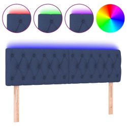 vidaXL LED Kopfteil Blau 144x7x78/88 cm Stoff