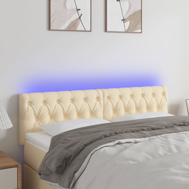 vidaXL LED Kopfteil Creme 160x7x78/88 cm Stoff