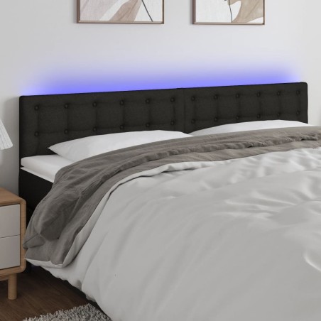 vidaXL LED Kopfteil Schwarz 160x5x78/88 cm Stoff