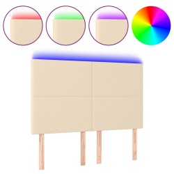 vidaXL LED Kopfteil Creme 144x5x118/128 cm Stoff