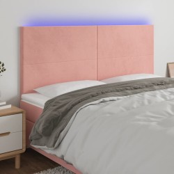 vidaXL LED Kopfteil Rosa 160x5x118/128 cm Samt