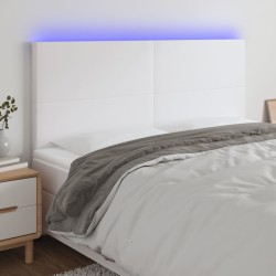 vidaXL LED Kopfteil Weiß 160x5x118/128 cm Kunstleder