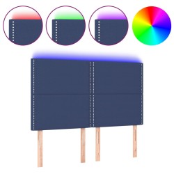 vidaXL LED Kopfteil Blau 144x5x118/128 cm Stoff