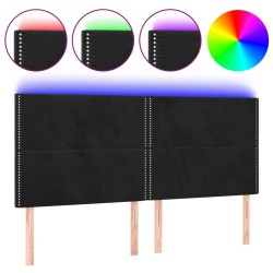 vidaXL LED Kopfteil Schwarz 200x5x118/128 cm Samt