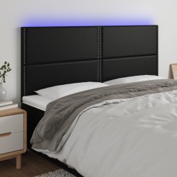 vidaXL LED Kopfteil Schwarz 180x5x118/128 cm Kunstleder
