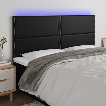 vidaXL LED Kopfteil Schwarz 180x5x118/128 cm Kunstleder