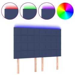 vidaXL LED Kopfteil Blau 144x5x118/128 cm Stoff