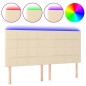 vidaXL LED Kopfteil Creme 160x5x118/128 cm Stoff vidaXL LED Kopfteil Creme 160x5x118/128 cm Stoff