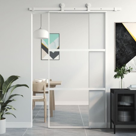 vidaXL Schiebetür Weiß 102,5x205 cm Hartglas und Aluminium