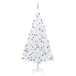 vidaXL Künstlicher Weihnachtsbaum mit Beleuchtung & Kugeln Weiß 240 cm