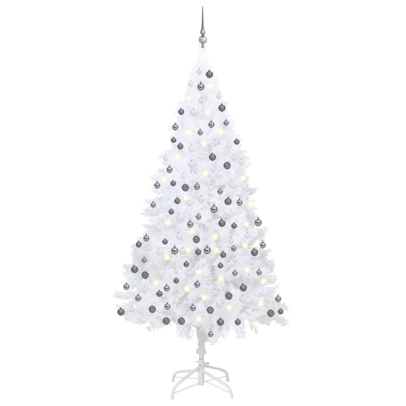vidaXL Künstlicher Weihnachtsbaum mit Beleuchtung & Kugeln Weiß 240 cm vidaXL Künstlicher Weihnachtsbaum mit Beleuchtung & Kugeln Weiß 240 cm